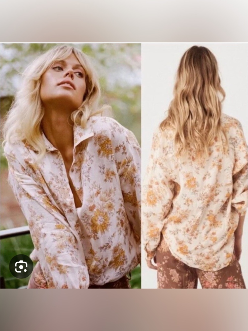 Free People X Spell Meadowland Linen Blouse Buttondown Top | Cream | XS | NWT - Picture 3 of 16